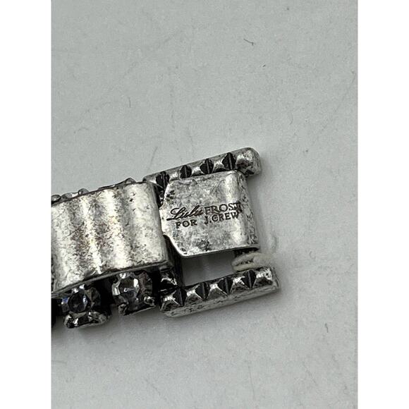 Lulu Frost J. Crew 2013 Vintage Silver Gold Tone Rhinestone Statement Bracelet - Picture 12 of 16